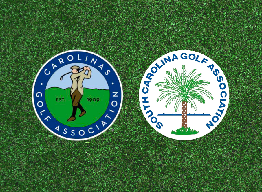 Carolinas Golf Association and South Carolina Golf Association logos on a grass background